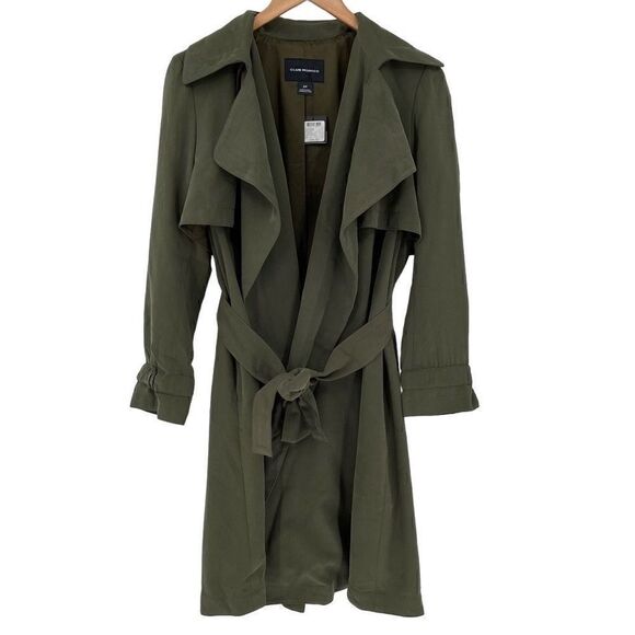 Club Monaco Elima Trench Coat Belted Soft Relaxed Fit Women Small Olive Green - Picture 4 of 11